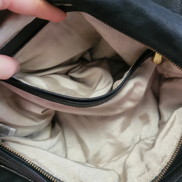 BCBGMaxAzria Black Linen Hobo Bag with Gold Hardware - Picture 9 of 16